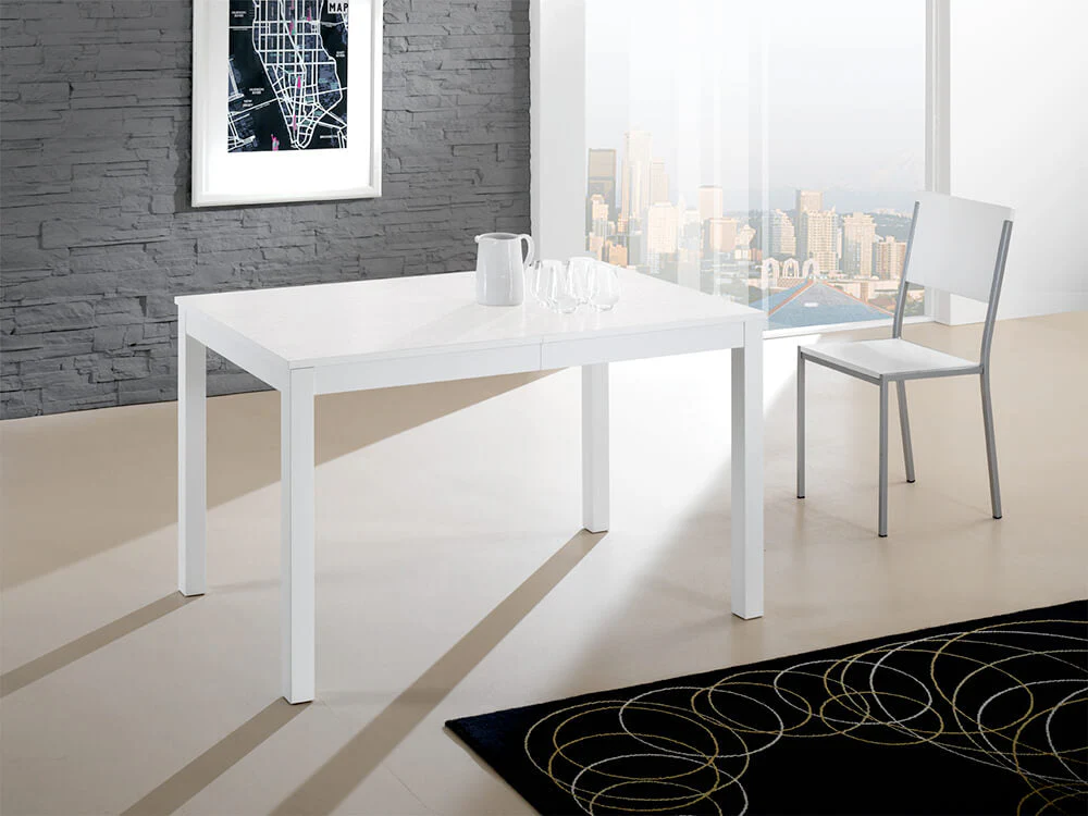 Tavolo da Pranzo Allungabile in Legno e Top in Melamina 130/210x80x76cm TFTEko Bianco Cenere