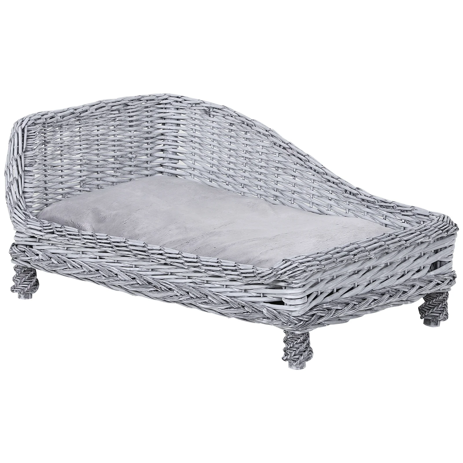 Cuccia Chaise Longue per Animali Domestici 69x42x33 cm in ViminiGrigia