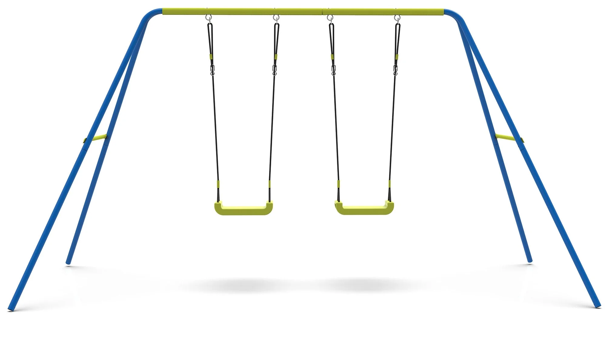 Altalena 2 Posti da Esterno 295x170x180 cm in Acciaio Blu e Gialla