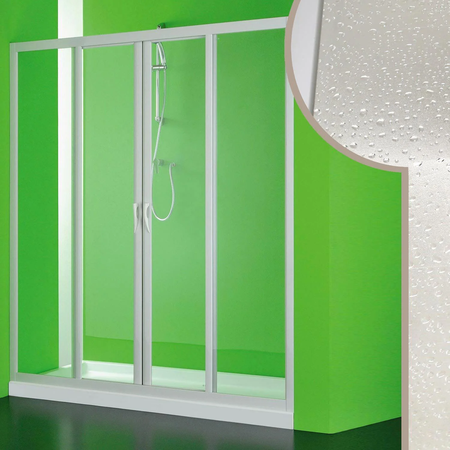 Porta Doccia 2 Ante Scorrevoli in Acrilico H185 cm Dorini Bianco Varie Misure