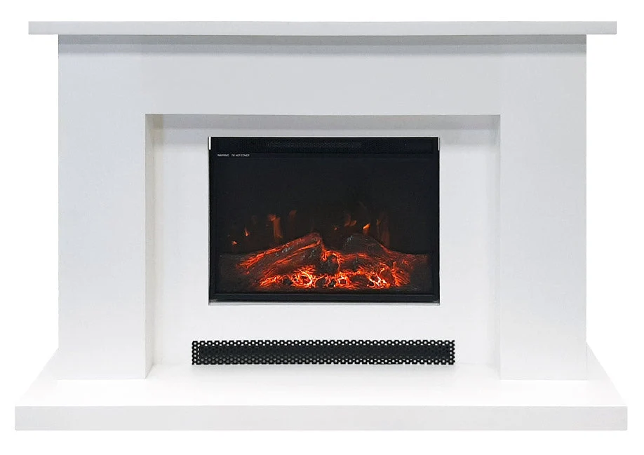 Camino Elettrico da Pavimento Effetto Fiamma 1500W Bianco