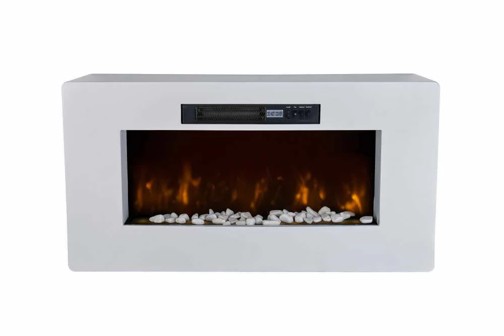 Camino Elettrico da Pavimento Effetto Fiamma 2000W CheminArte Meribel Bianco